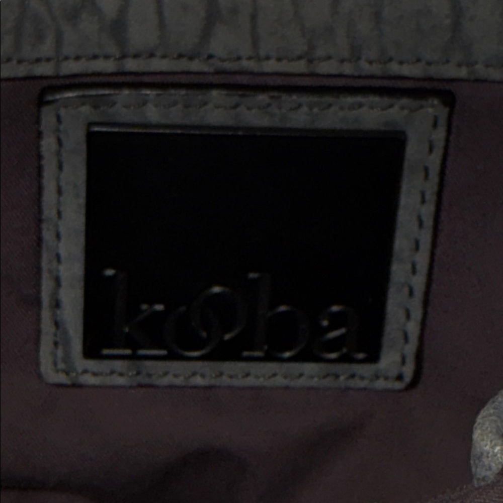 Kooba Jonnie Textured Gray Butter Leather With Taupe Trim Crossbody Bag - Picture 9 of 14